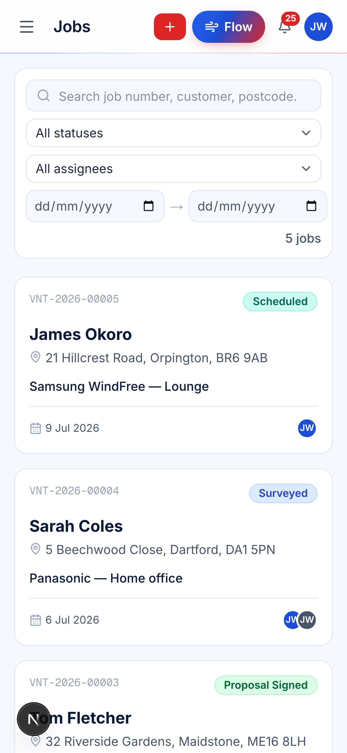 Vento jobs pipeline on a phone